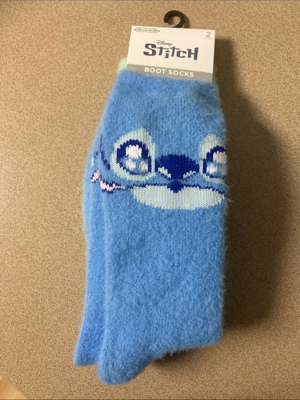 Disney Light Blue Stitch Plush Boot Socks for Men